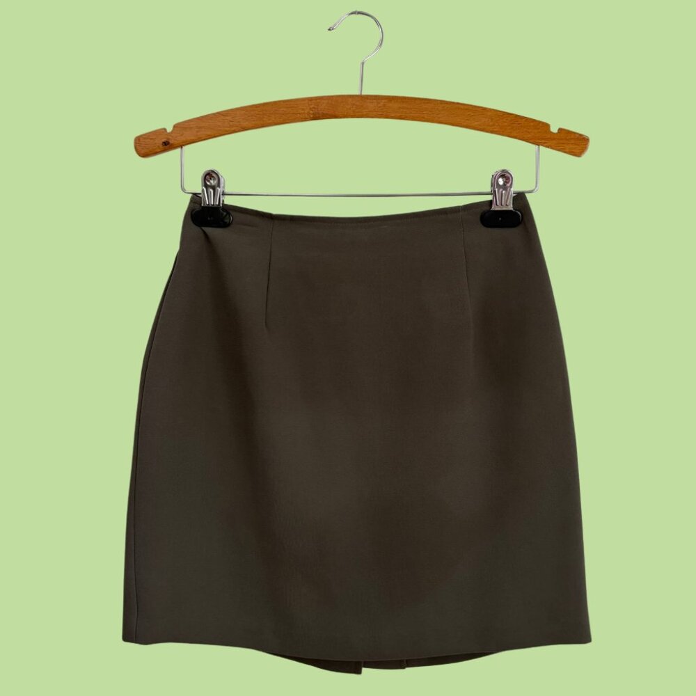 Vintage 90s Olive Green Mini Skirt XS